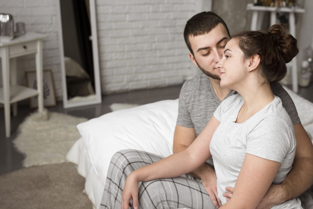 Young couple is very happy after sexual wellness solutions from Beyond Performance.
