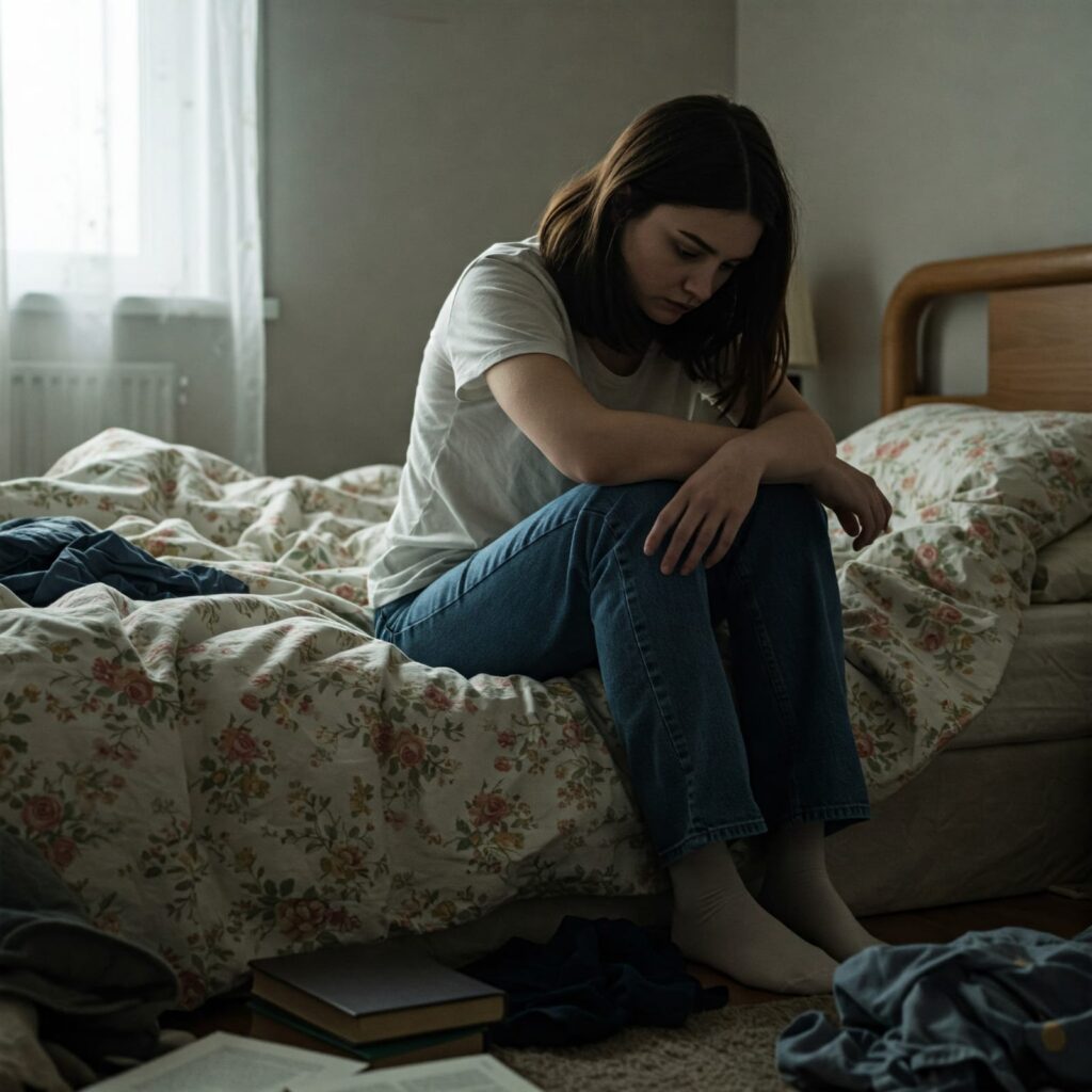 Woman is stressed due to Female intimacy therapy