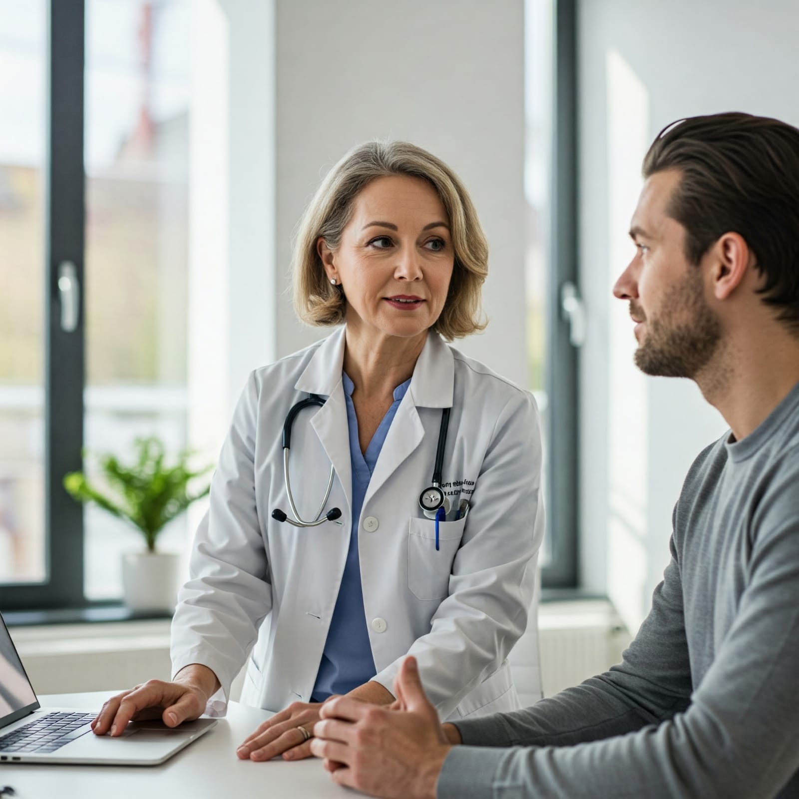 female doctor checking the male sexual health disease patient